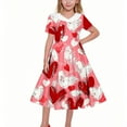 thumbnail image 1 of Vestido de manga corta con cuello vuelto para niñas Vestido elástico de manga corta para niñas Vestido skater con volantes de corte A Vestido de recital escolar Vestido de manga corta con cuello vuelt, 1 of 6
