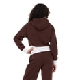 thumbnail image 4 of Forever 21 Women's Brown Cropped Zip-Up Hoodie, Varsity-Style Design, for Casual Streetwear Style, S, 4 of 6