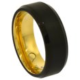 thumbnail image 3 of 8mm Black Tungsten 900 Wedding Ring Brushed Finish Gold Inside Beveled Edge Comfort fit, size 9, 3 of 4