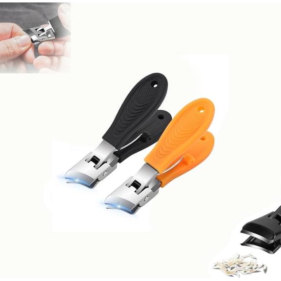 Wide Opening Anti-Splash Slanted Nail Clippers - Heavy Duty Fingernail Clippers, Wide Jaw Toenail Clippers for Thick Nails, Easy to Use Nail Tools for Women and Men (Yellow)