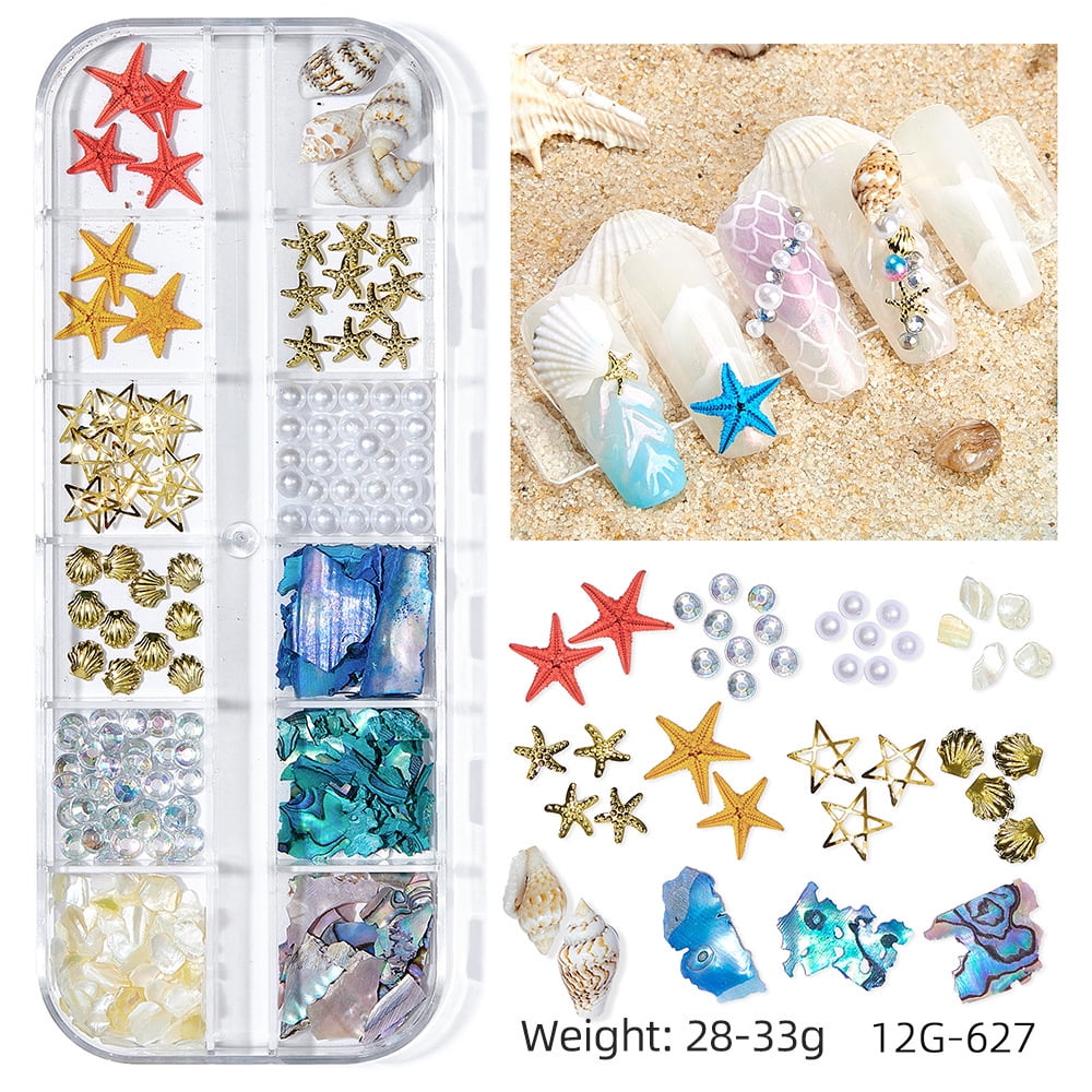 Ocean Series Nail Jewelry 3D Natural Shell Slices Sea Star Nail