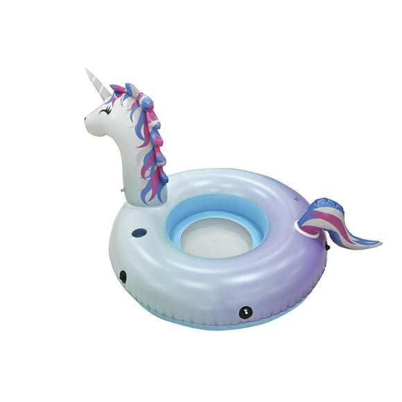 Pathfinder Inflatable 57" 1-Person Unicorn Float with Cool Ombre Design and Cupholder