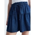 thumbnail image 4 of Free Assembly Women's Pull On Seamed Denim Shorts, 4" Inseam, Sizes XS-XXL, 4 of 5