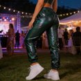 thumbnail image 6 of LEKWK Metallic Pants Women Regular Fit High Waisted Jogger Pants with Pockets Shiny Holographic Pants Sparkly Track Trousers for Clubwear Party Outfits, 6 of 6