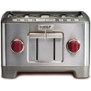 4-Slice Extra-Wide Slot Toaster with Shade Selector, Bagel and Defrost Settings, Red Knob, Stainless Steel (WGTR104S)