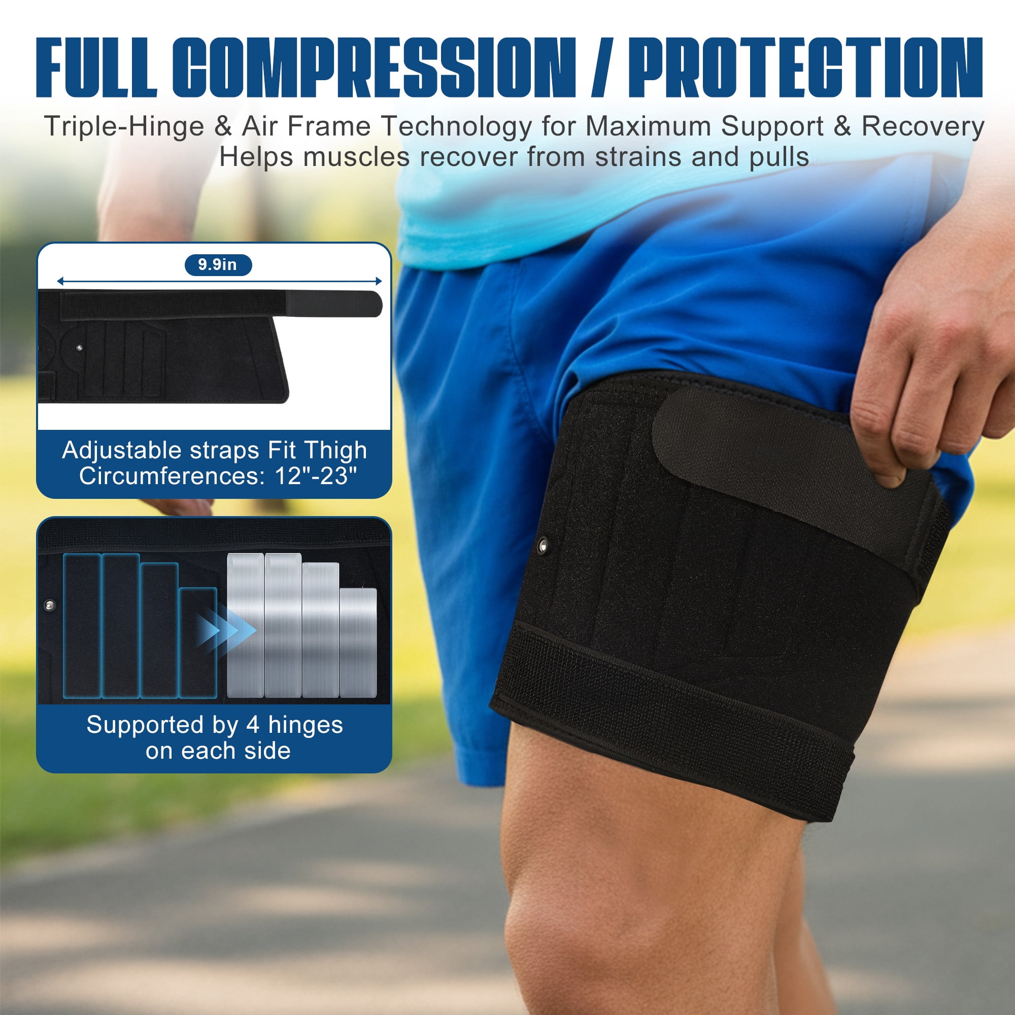 HLTHZONE Hinged Knee Brace with 6 Aluminum Splints & Manual Air Pump, Adjustable Compression Knee Support for Knee Pain Relief, Meniscus Tear, Arthritis, Sports Recovery, Adjustable, Black