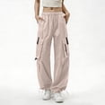 thumbnail image 3 of Cargo Pants Women Casual Straight Fit High Waisted Athletic Pants with Pockets Summer Trendy Womens Clothes, 3 of 7