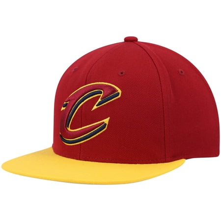 Men s Mitchell & Ness Wine/Gold Cleveland Cavaliers Team Two-Tone 2.0 Snapback Hat