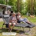 thumbnail image 6 of Vineego Outdoor Folding Chaise Lounge Chair, Portable Reclining Adjustable Metal Tanning Chair with Side Storage Bag for Beach Patio Pool, Gray, 6 of 10