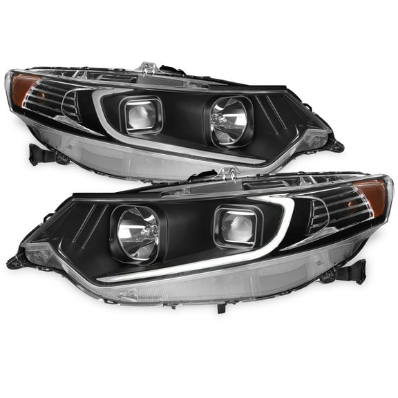 AKKON - For 09-14 Acura TSX CU2 LED Daytime Running light DRL Black Bezel Projector Headlights Driver   Passenger Side