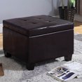 thumbnail image 4 of 15" Tall Wood and Leather Storage Ottoman,Brown,Brown Wood Furniture Primary Living Space Ottomans, 4 of 5