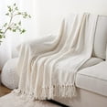 thumbnail image 4 of Dark Grey Throw Blanket for Couch, Decorative Knit Grey Blanket with Tassels, Soft Warm Cozy Couch Throw Blankets, 50" x 60", 4 of 5