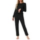 thumbnail image 2 of INSPIRAR CHIC Conjuntos de Pijamas de Manga Larga para Mujeres Sudadera de Punto Impresa con Estrellas 2 Piezas Ropa de Dormir L Negra, 2 of 5