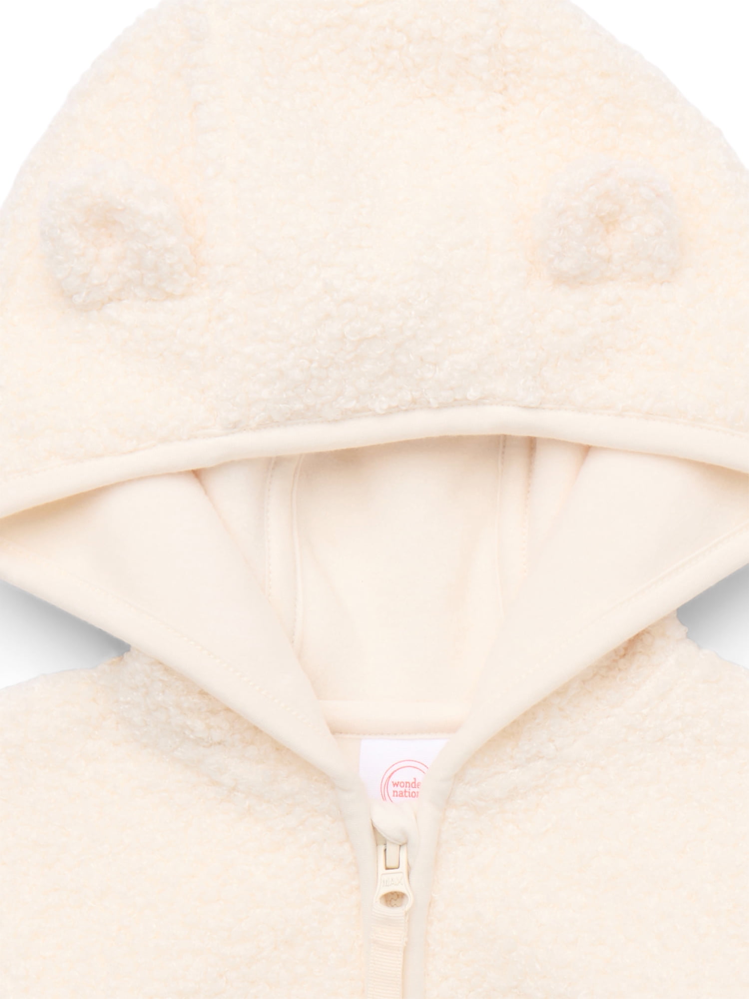 Wonder Nation Baby and Toddler Teddy Fleece Jacket with Hood, Sizes 12M-5T