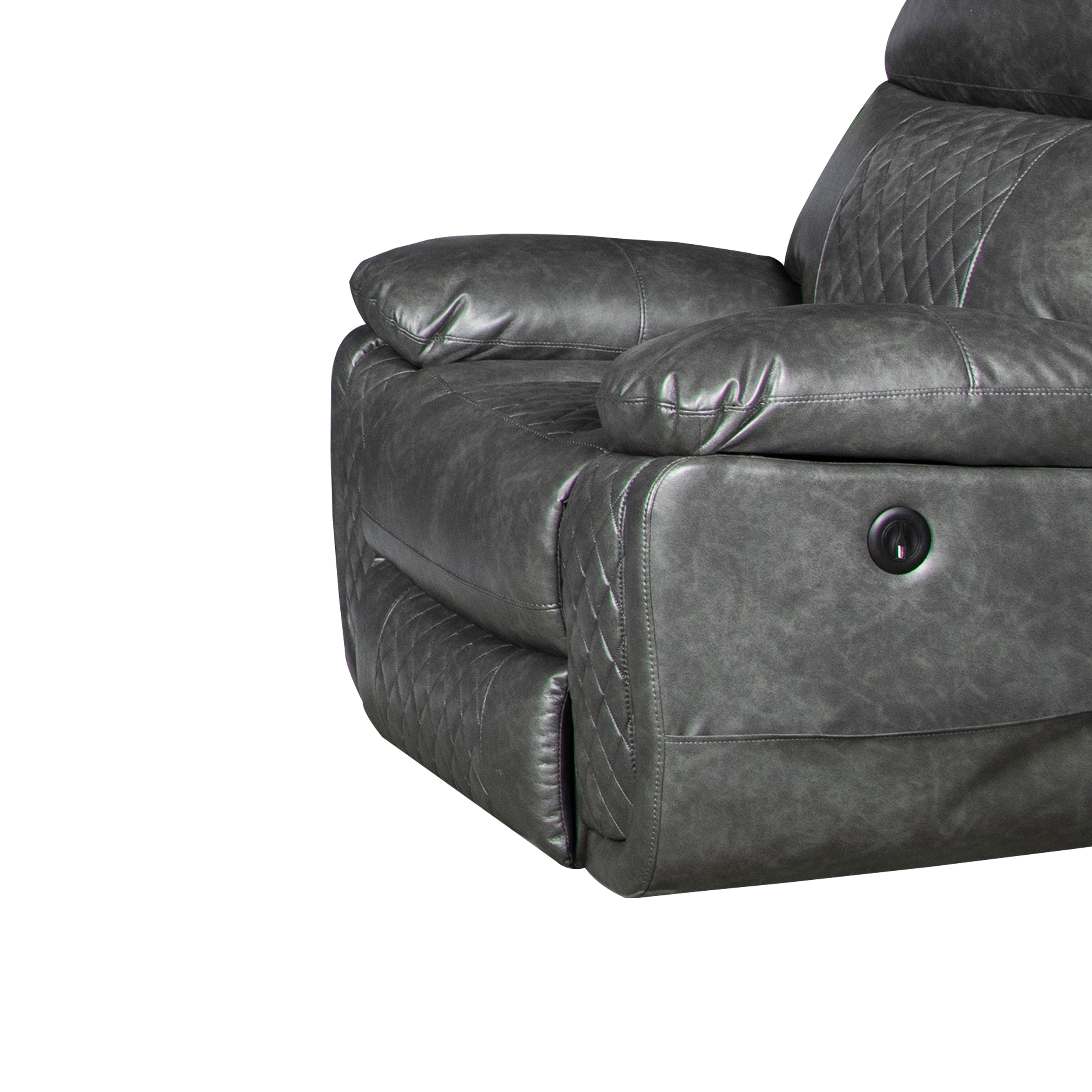 Contemporary Plush Faux Leather Upholstered Living Room Reclining Chair, Grey