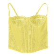 thumbnail image 5 of KHONTS Corset Tops for Women Going out Fall Fashion Crop Lace Outfit Y2k Spaghetti Strap Tank Tops Mesh Party Bustier Cami Tops Yellow XS, 5 of 6
