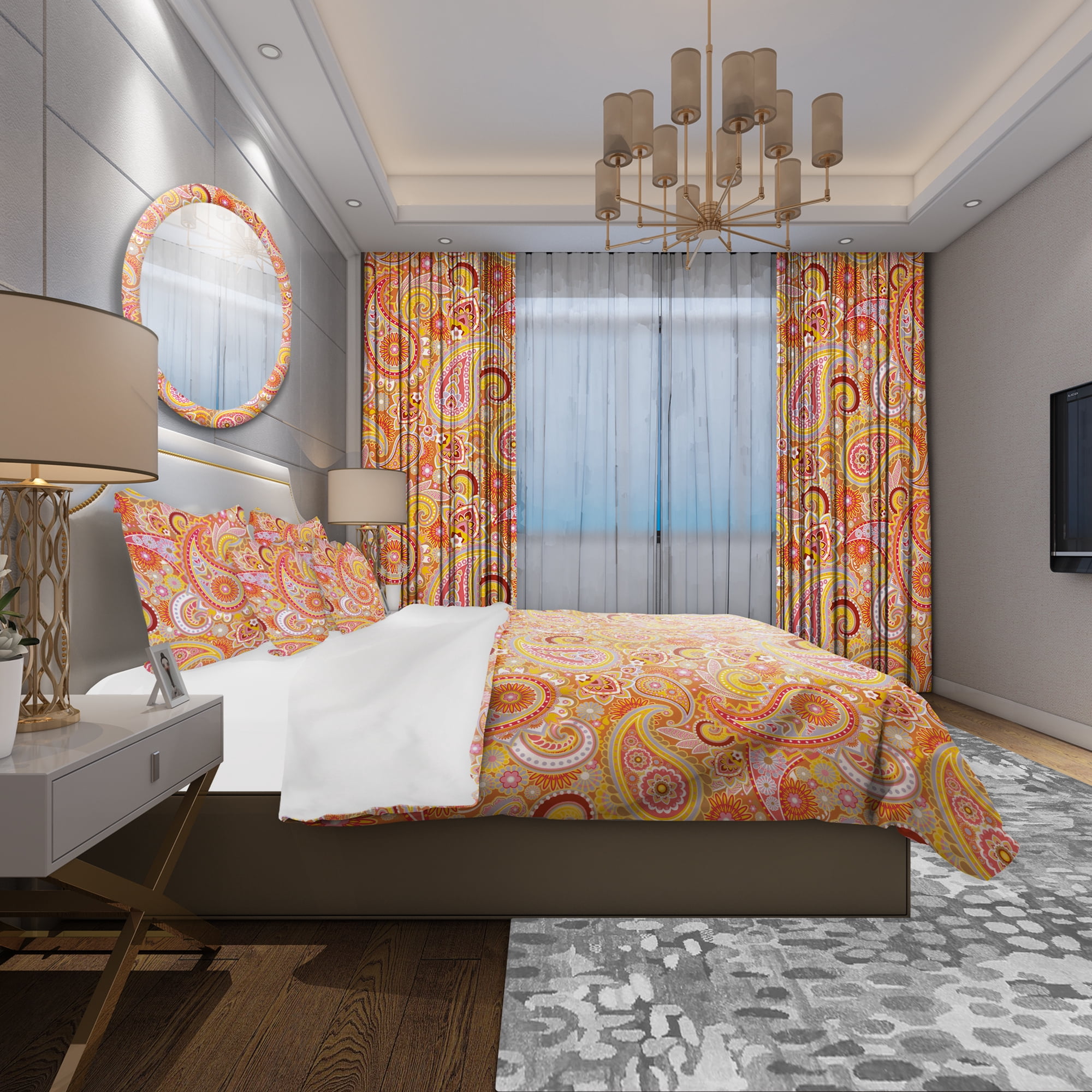 Designart 'Pattern Based on Traditional Asian Elements ' Mid-Century Modern Duvet Cover Set