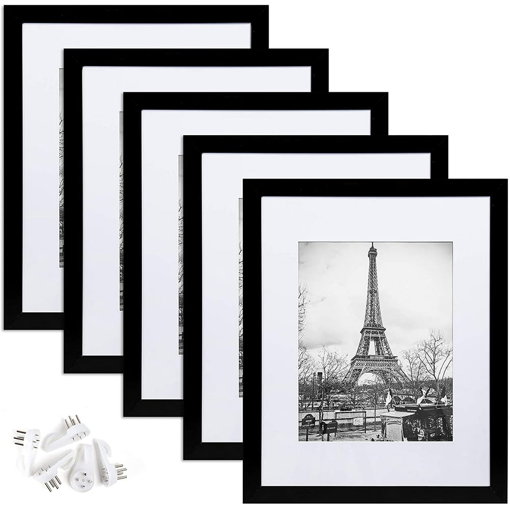 upsimples 11x14 Picture Frame Set of 5,Display Pictures 8x10 with Mat or 11x14 Without Mat,Wall