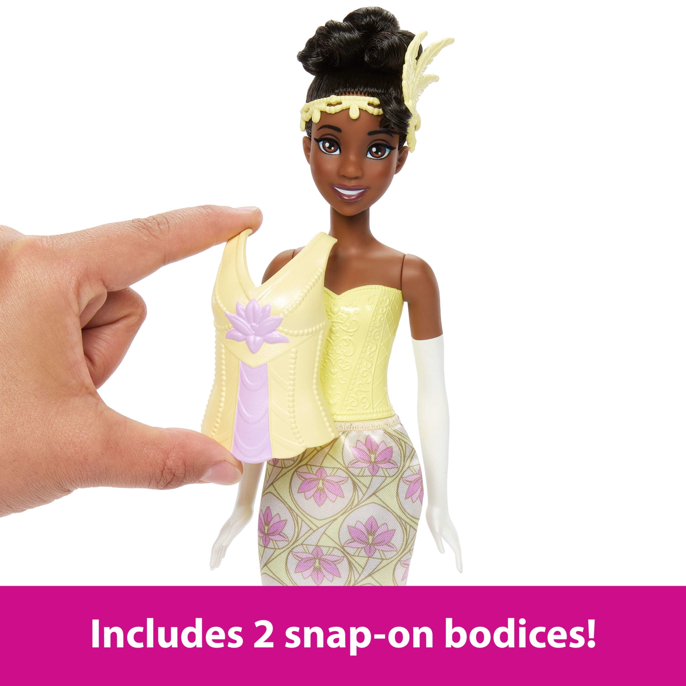 Disney Princess 2-in-1 Stories Tiana Fashion Doll with 2 Snap-On Bodices, 2 Skirts & 9 Accessories