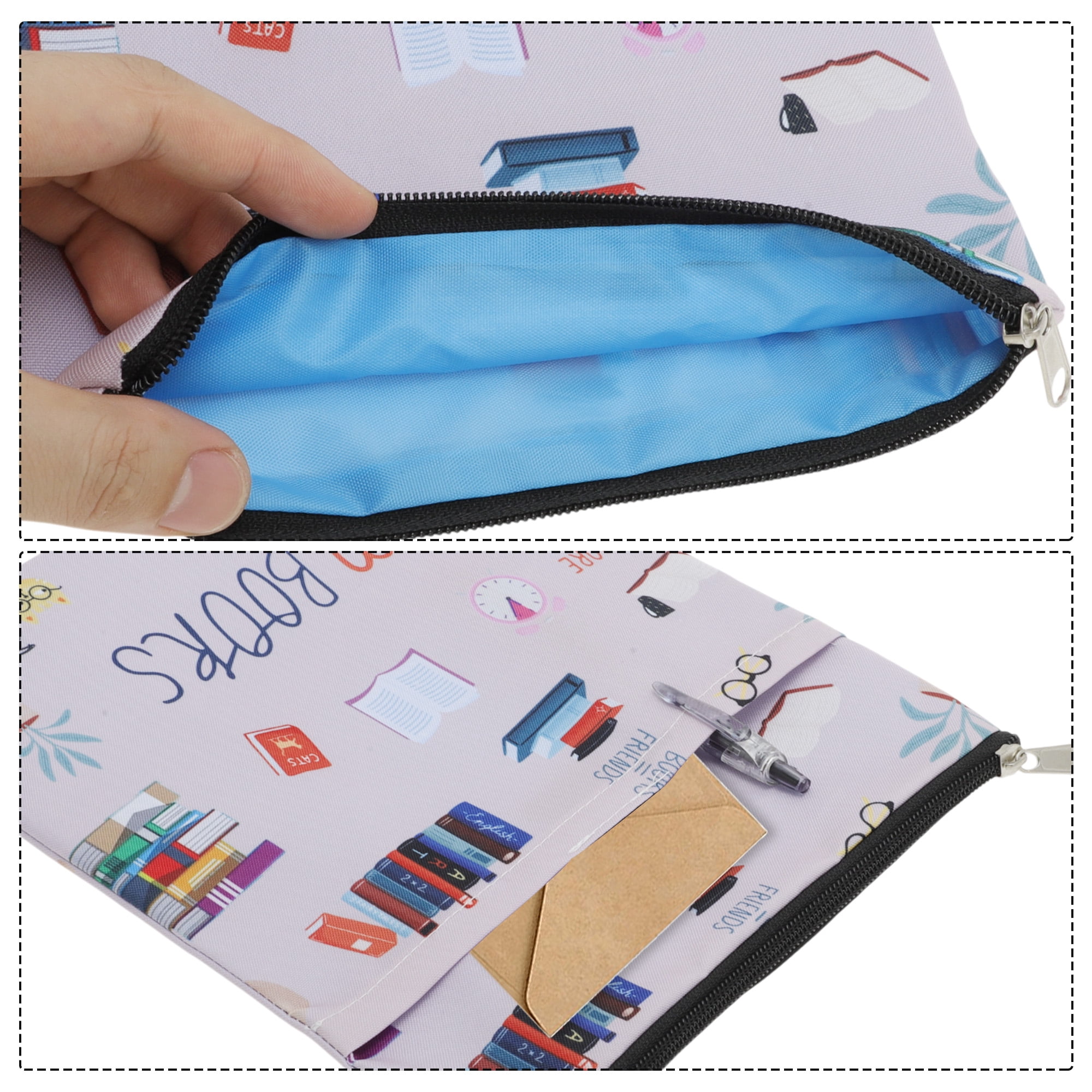 Unique Bargains Book Sleeve Book Covers Book Protector with Zipper Washable Pink
