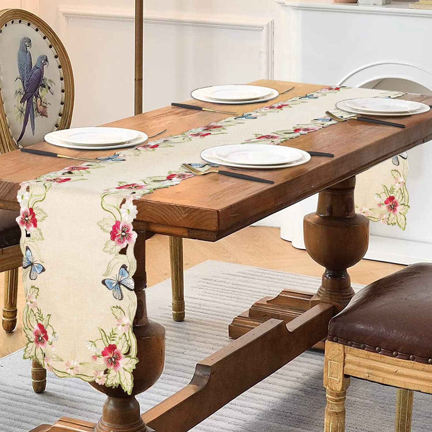 Table Runner for Dining Table, Gold Lace Table Linen, 14x108 inches - The Maliana Collection - Home Decor