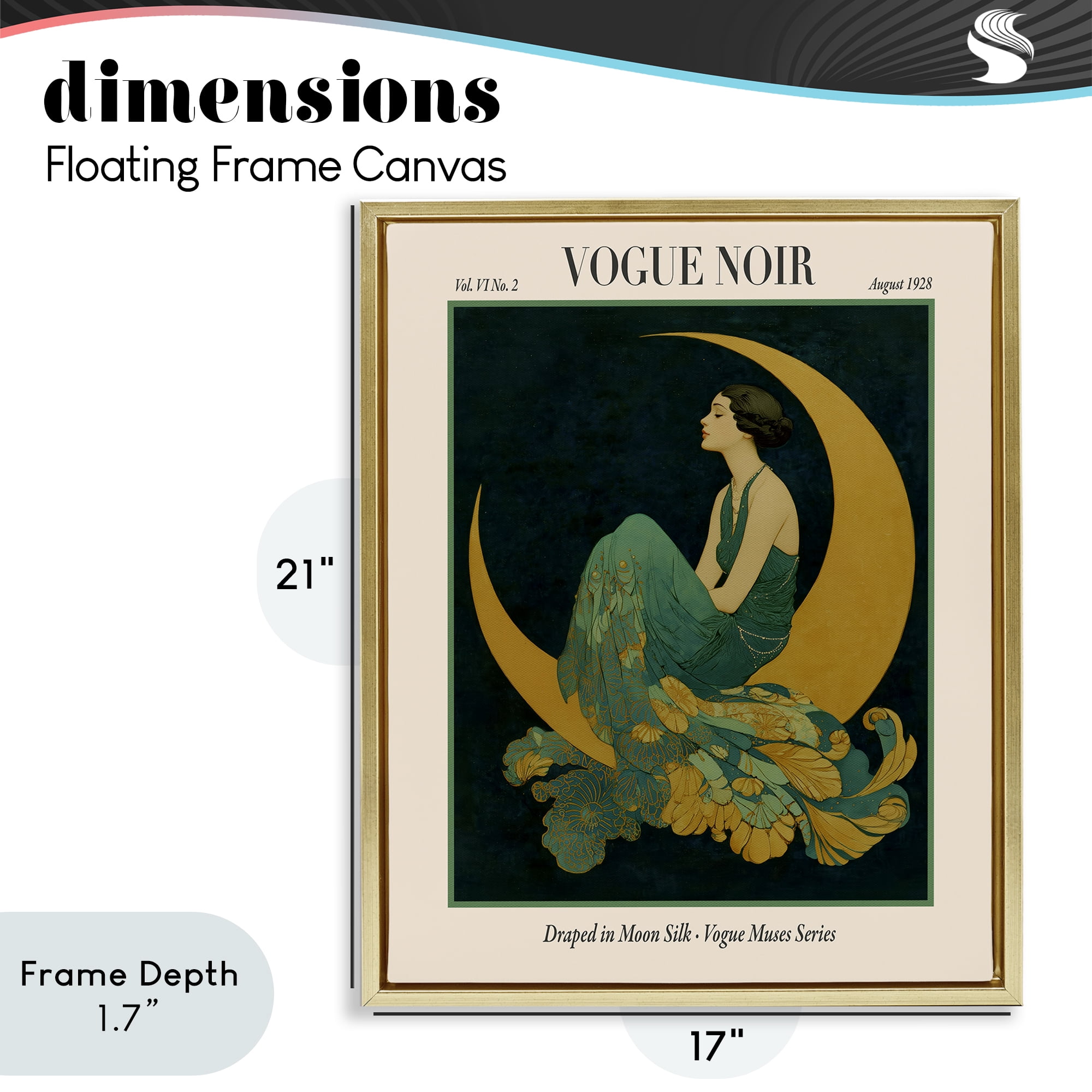 Stupell Industries Draped In Moon Silk Gold Framed Floater Canvas Wall Art, design by A Barefoot Stylist