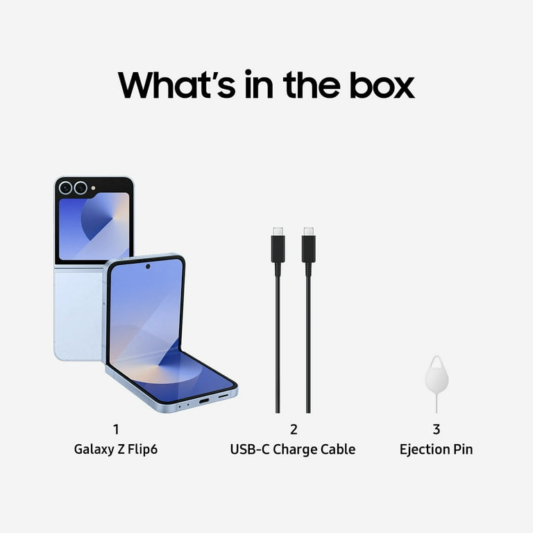 Samsung Galaxy Z Flip6 Cell Phone, Factory Unlocked Android Smartphone, 512GB, Compact, Foldable Design, One-Hand Control, Best Selfies, Full Cover Screen, Hands-Free Use, US Version, 2024, Blue - Walmart.com