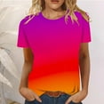 thumbnail image 2 of OGLCCG Womens Short Sleeve T Shirts Casual Tunic Tops Gradient Crewneck Summer Loose Fitting Tee Shirts, 2 of 5
