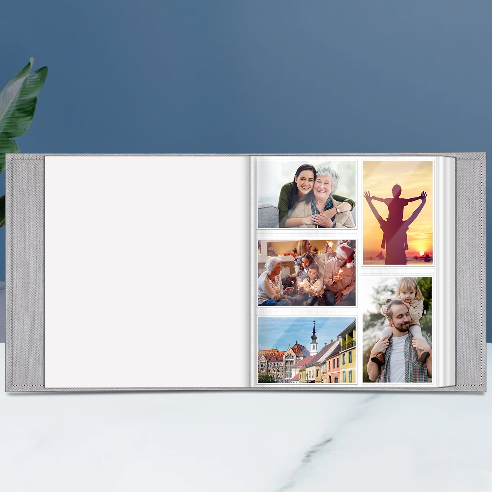 Fintie Classical Photo Album - 600 Pockets for 4x6 Photos, Ideal for Family, Wedding, Baby, Vacation Pictures - Gray