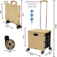 thumbnail image 7 of Foldable Utility Cart Portable with Durable Heavy Duty Plastic Telescoping Handle Collapsible 4 Rotate Wheels for Travel Shopping(Khaki), 7 of 7
