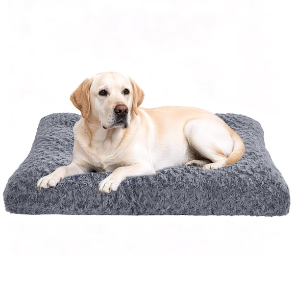 Sasttie Large Dog Bed, Soft Rose Velvet Washable Crate Pad for Medium and Large Dogs, Non-Slip Bottom, Suitable Kennel Cage and Cat Bed Mat, 35 x 23 in, Gray