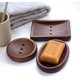 thumbnail image 5 of Paquete de 2 jaboneras de madera con bandeja de drenaje, soporte para jabón en barra de madera de nogal negro, estuche para jabón, soporte para esponjas, protector de jabón para ducha, baño, cocina, 5 of 7
