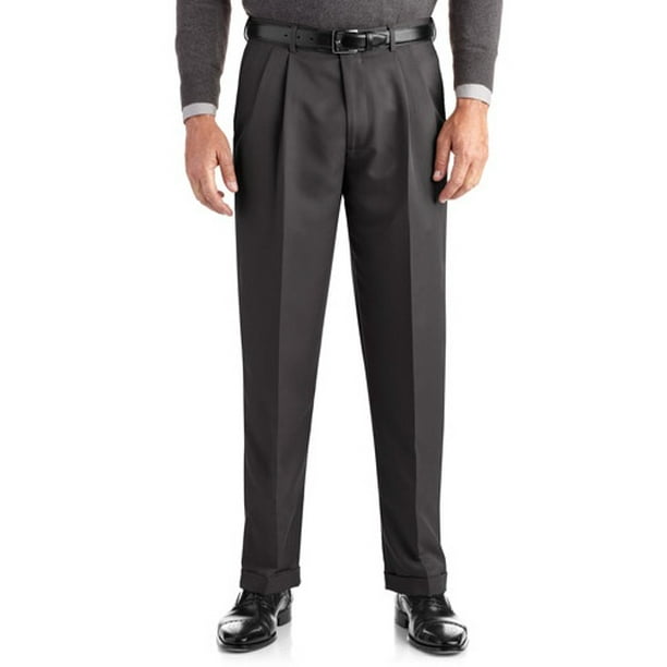 men's pleated cuffed khaki pants