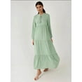 thumbnail image 2 of Textured Long Sleeve Crew Neck Maxi Dress, 2 of 5