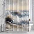 thumbnail image 2 of Ocean Beach Wave Bathroom Shower Curtain, Impressionist Oil Painting Style Waterproof Washable Soft Bath Curtain for Bathtub Decor with 12 Hooks&Grommet, 72x72 Inch, 2 of 9