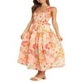 thumbnail image 1 of Femmes d'Été Plissée Maxi Robe Licou Cou Sans Manches Robe de Soleil Dos Croix Flowy Maxi Longue Robe de Soleil, 1 of 6