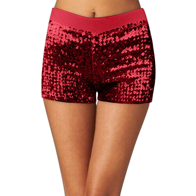 Women Sequins Shorts Polyester Spandex Shiny for Casual and Party
