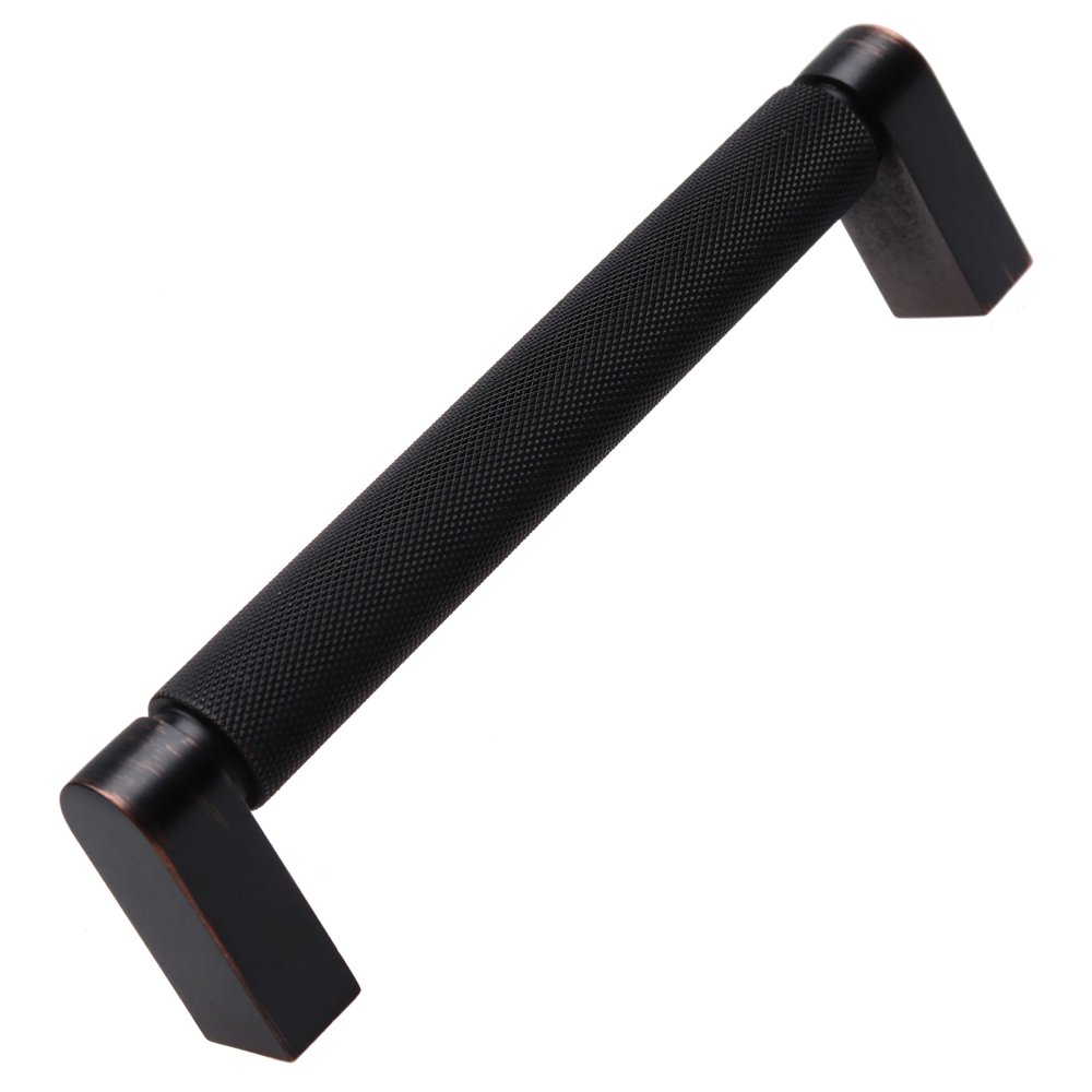 GlideRite 5" Screw Spacing Oil Rubbed Bronze Solid Knurled Bar Pull
