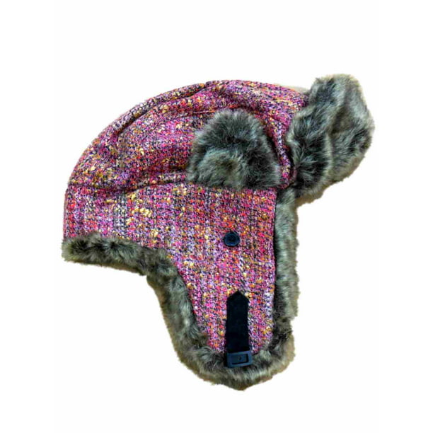Mudd - Mudd Women's Pink Knit Trapper Style Hat With Faux Fur Lining ...