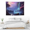 thumbnail image 3 of ONETECH Fantasy World Tapestry, Fairytale Forest Mountain Scene Waterfall Tapestry, Fantasy Scenery Flying Birds Moon Floral Tapestry,  Aesthetic Living Room Teenage College Dormitory Tapestry, 3 of 7