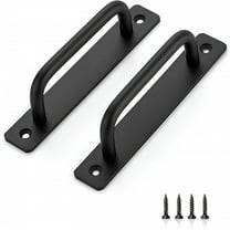 LAMIRO 2 Pack Barn Door Handles,Sliding Door Handle 5" Hole Center Barn Door Handles Black Cabinet Handles Door Pull Handle Zinc Alloy Door Pulls with Plate for Sliding Closet Door Handle