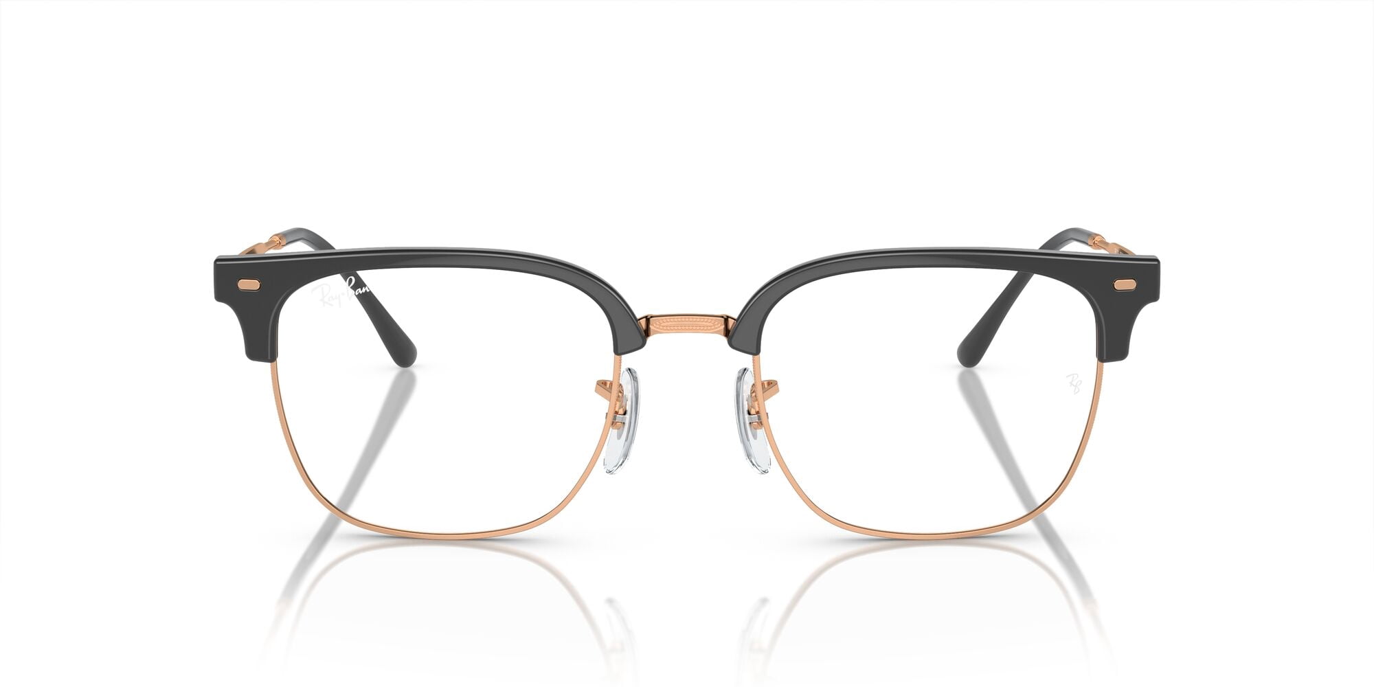 Ray-Ban Unisex Size 53 New Clubmaster Prescription Eyeglasses, Dark Grey on Rose Gold/Demo Lens