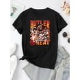 thumbnail image 2 of Camiseta De Verano Para Mujer, Moda Informal, Ropa Cómoda, Camisetas De Manga Corta MWomen'S Casual Basketball Player Portrait Graphic T-Shirt, Polyester Knit Fabric, Crew Neck, Medium Stretch, All, 2 of 6