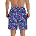 thumbnail image 3 of KLL Blue Skull Flower Men's Casual Summer Beach Shorts Hawaiian Shorts with Pockets-X-Large, 3 of 5