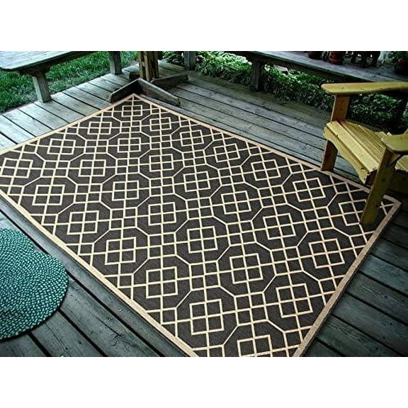 Furnish My Place Design1115 Charcoal 3'3"x5' Geometric Blocks Area Rugs For Indoor & Outdoor, Easy To Clean & Fade Resistant Washable Rug, Charcoal