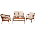 thumbnail image 2 of Costway 4PCS Patio Rattan Furniture Set Acacia Wood Frame Cushioned Sofa Chair Garden, 2 of 10