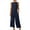 Navy, variant on Tbopshirt Women's 2 Piece Outfits 2PC Fashion Woman Round Neck Solid Sleeveless Blouse +Loose Pockets Pants Sets Wide Leg Pants