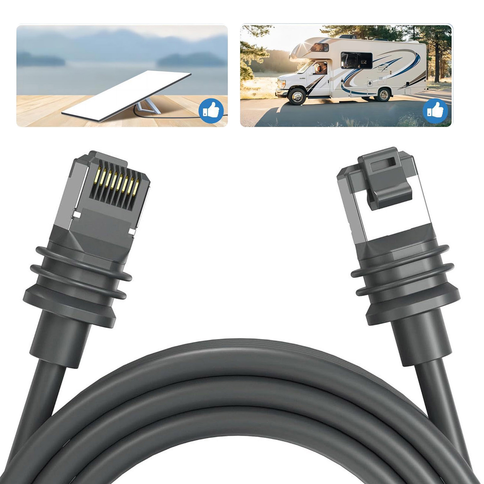 Hyasfey Ethernet Cable Extension Satellite Replacement Parts 1200Mbps High Speed Waterproof Plug-and-Play
