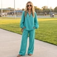 thumbnail image 4 of Linen Two Piece Sets for Women V Neck Zipper Matching Sets Loungewear Fall Travel Outfits Fashion 2026 ,M, 4 of 7