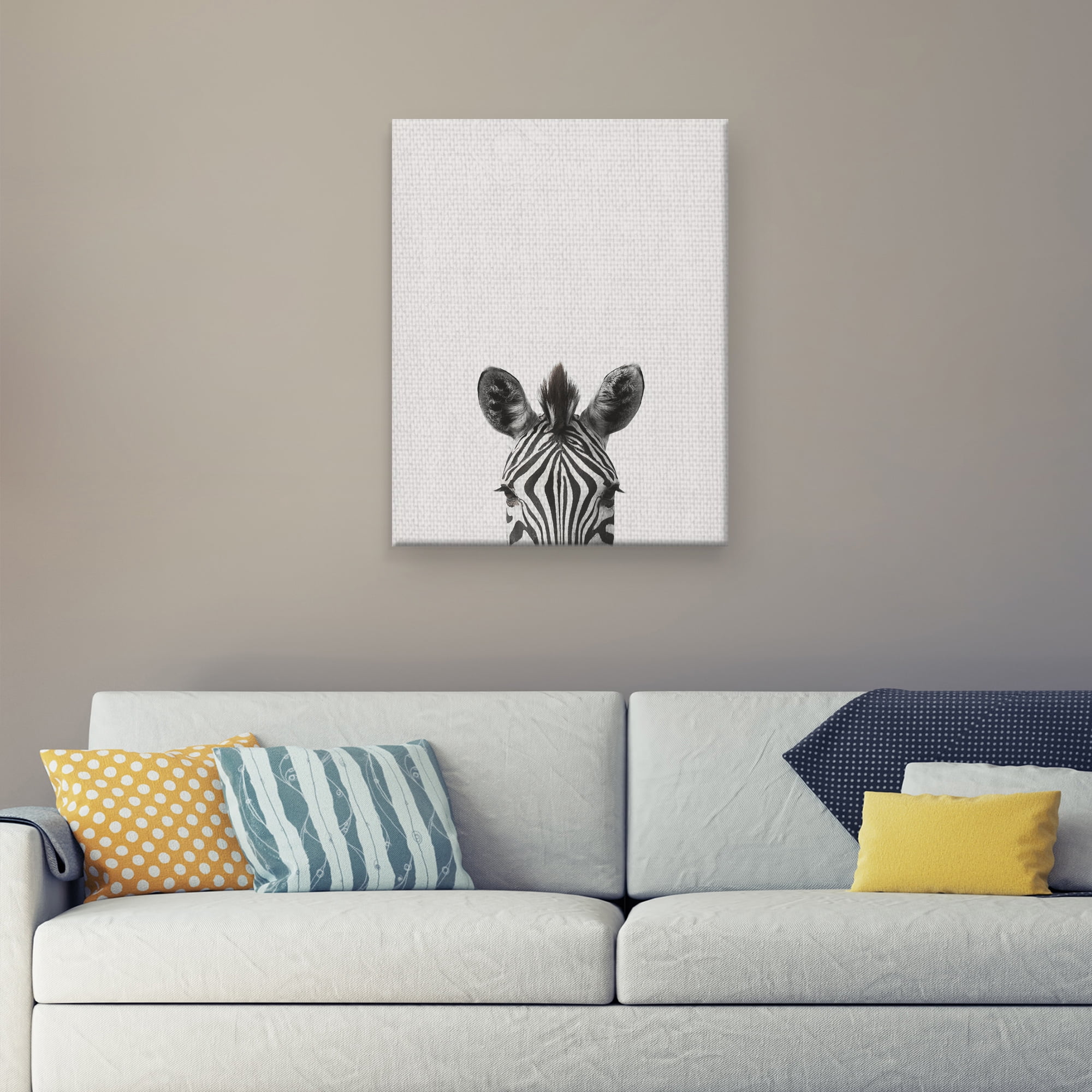 Masterpiece Art Gallery Peeking Zebra By Belle Maison Canvas Art Print 22" x 28"